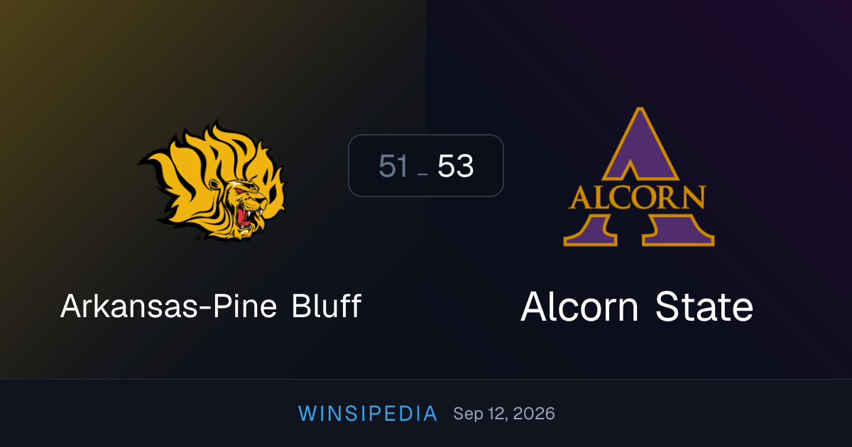 Alcorn State vs Arkansas-Pine Bluff — Sep 12, 2026 (53-51) College Football