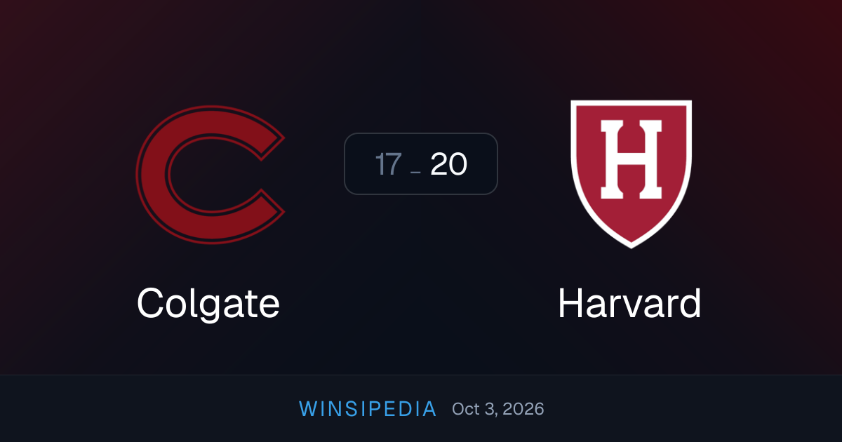 Harvard vs Colgate — Oct 3, 2026 (20-17) College Football