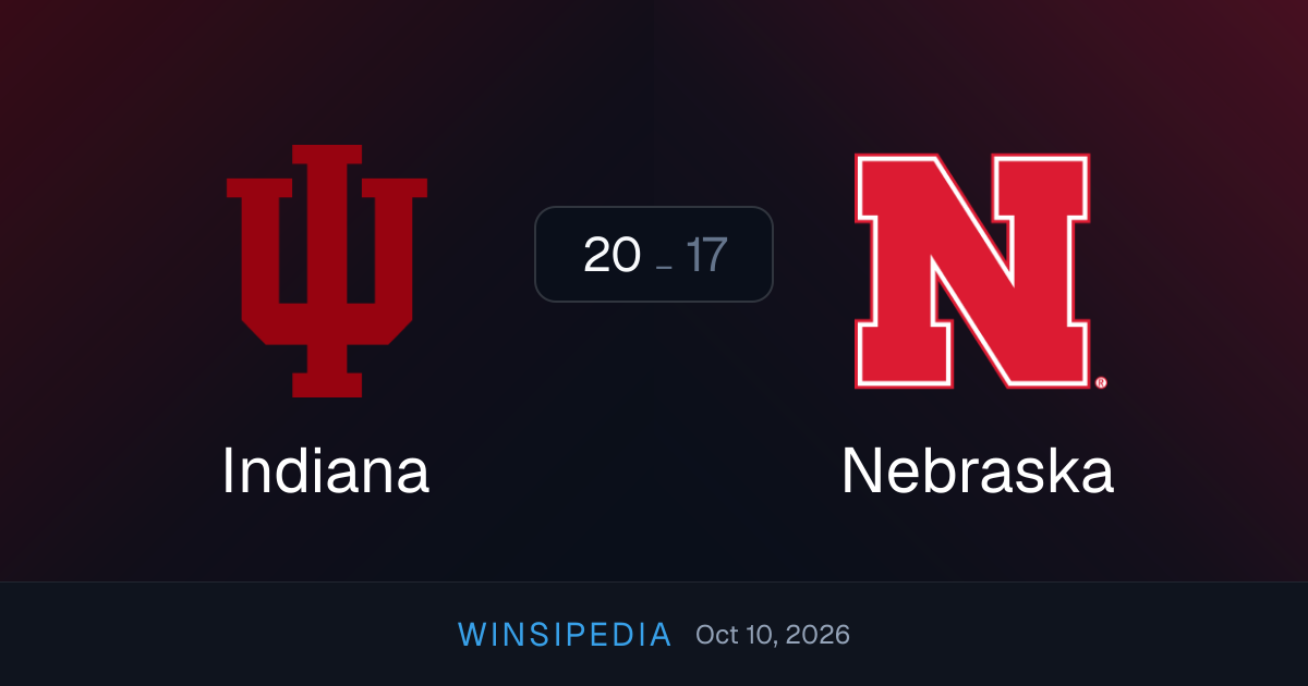 Indiana vs Nebraska — Oct 10, 2026 (20-17) College Football