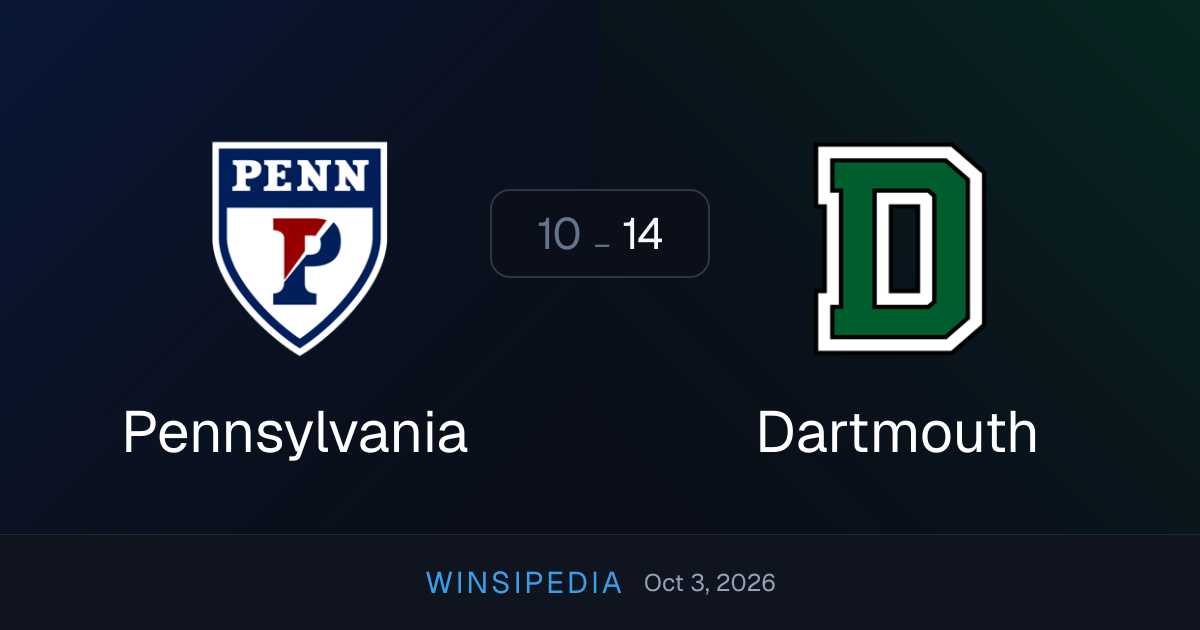 Dartmouth vs Pennsylvania — Oct 3, 2026 (14-10) College Football